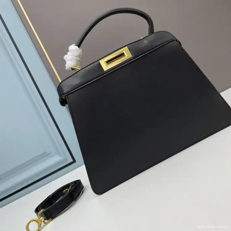 Cheap HOT Bag Peekaboo Medium Fendi Black ISeeU In Laether Nappa 0520
